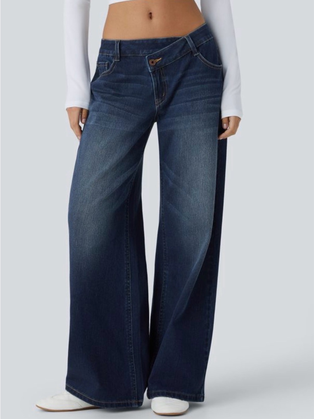 Halara Women’s Flex Asymmetric Waist Wide Leg Jeans